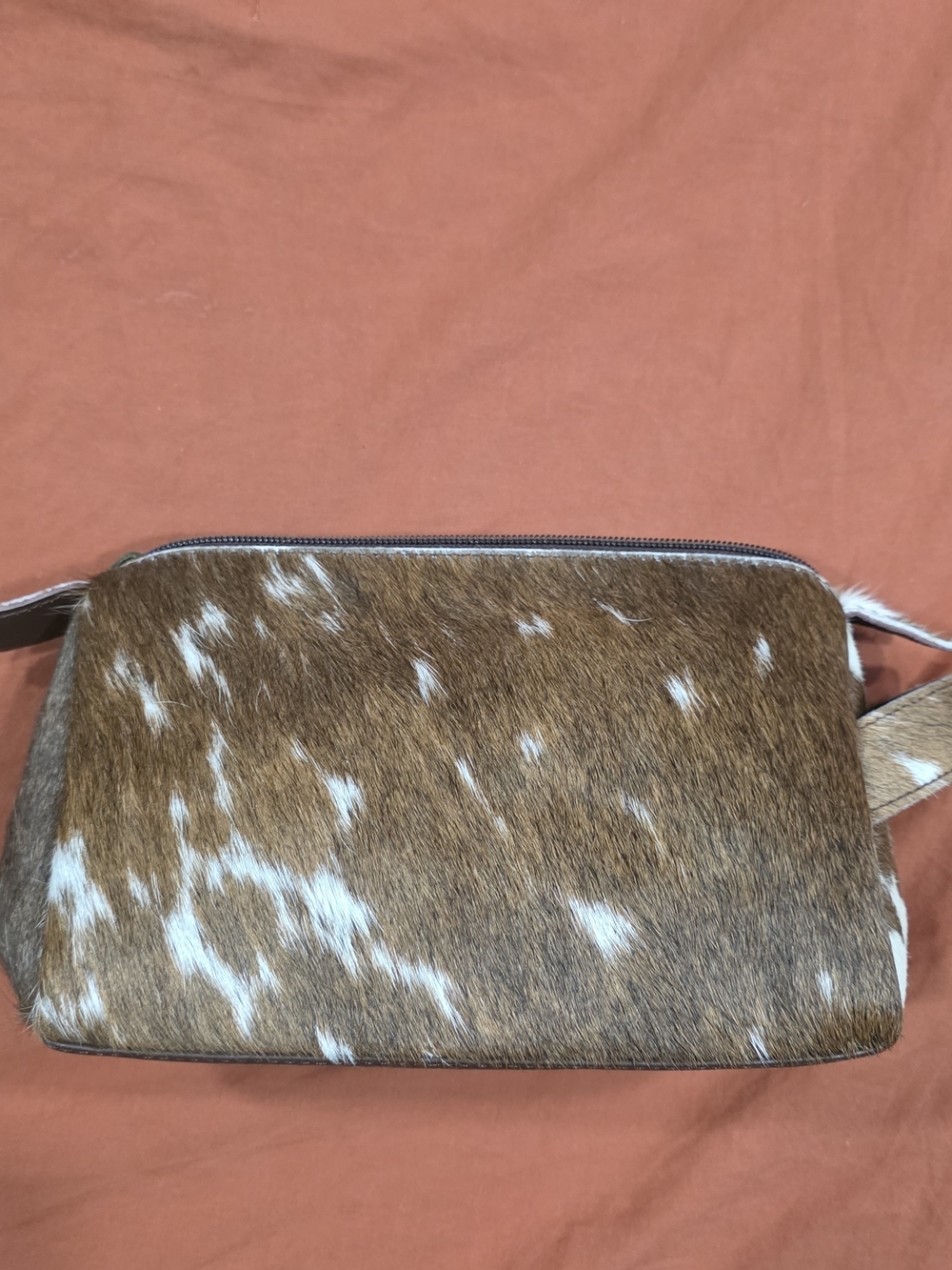 Men/women's Brown Cowhide Make Up Bag Or Travel Case